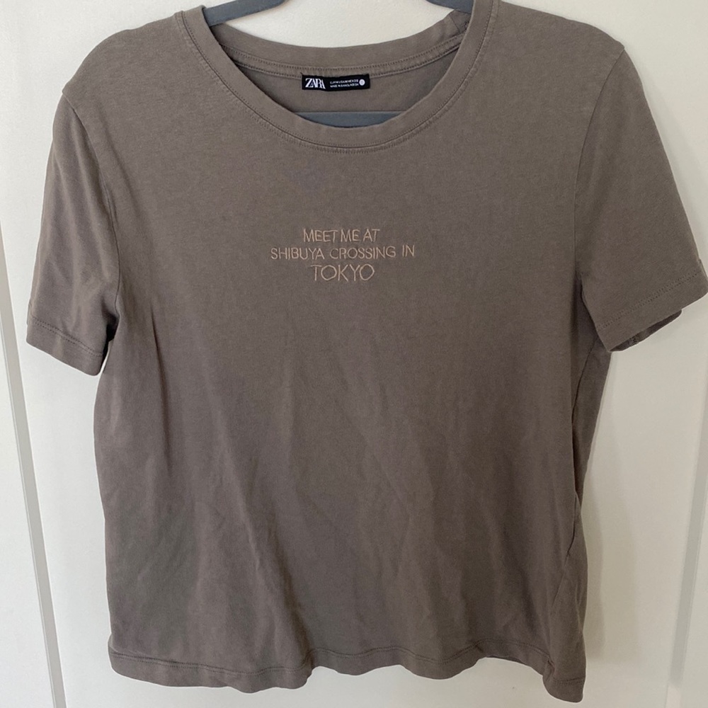 Zara Embroidered Text T-Shirt